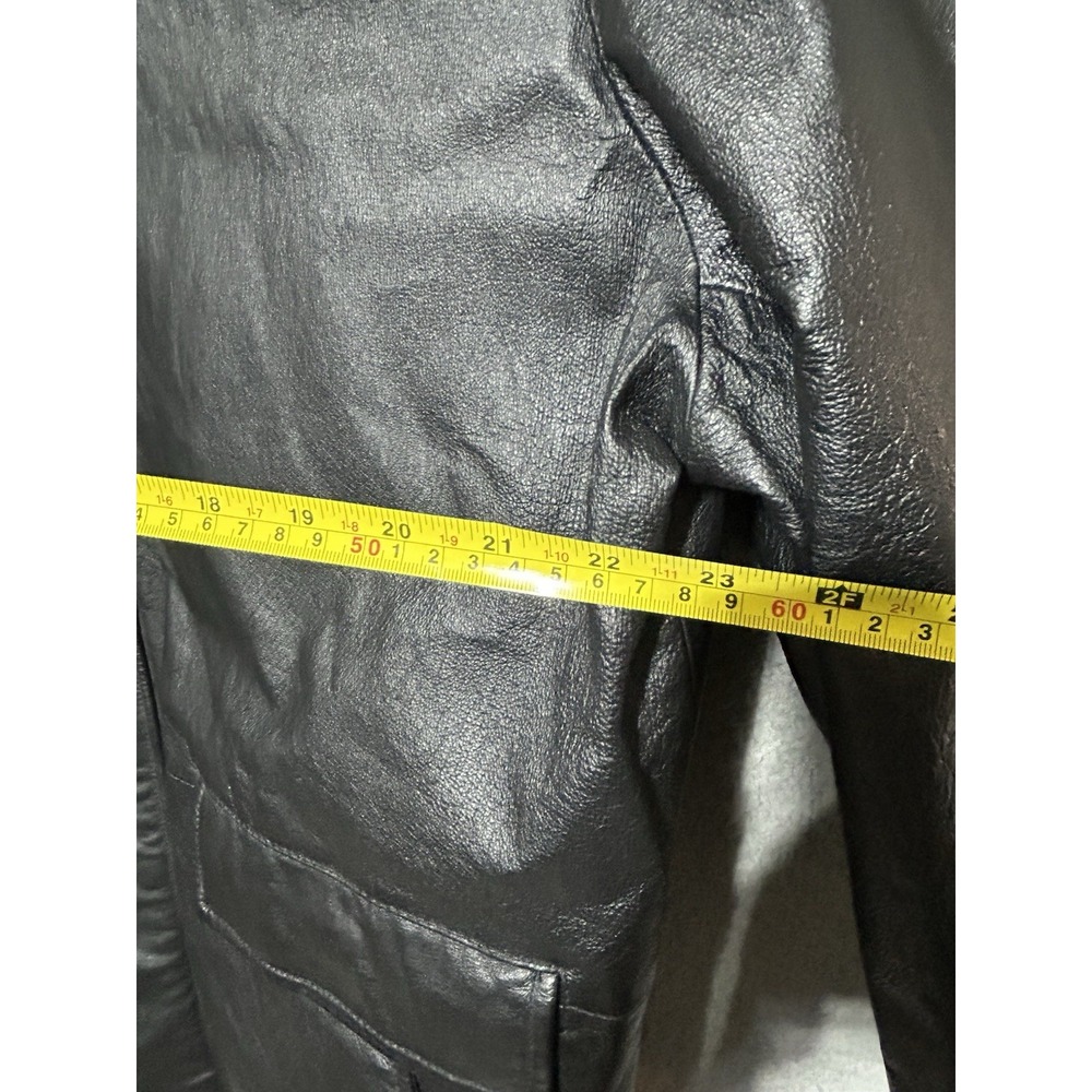 Seventh Ave Black Leather Utility Jacket Mens‎ Size Medium Chore Workwear Biker - Picture 4 of 9